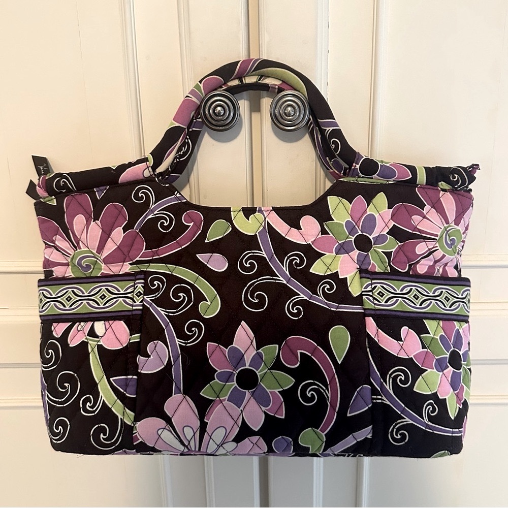 Vera Bradley Purple Punch Dual Top Handle Zipper Close Satchel Hand Bag